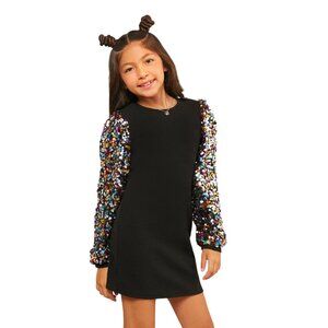 Girls Sequin Puff Sleeve Dress - Size: 6